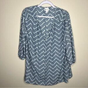 Stylus Chevron Lightweight V-Neck 3/4 Sleeve Top